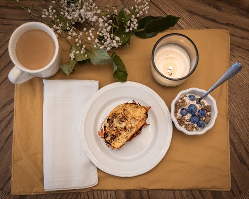 Healthy breakfast with fruits and yogurt